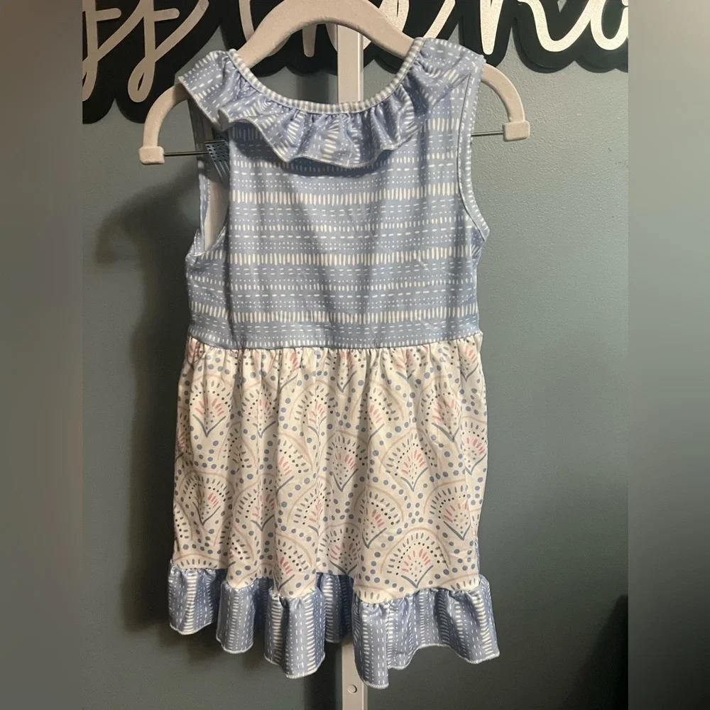 Pete & Lucy Blue Pink & White Ruffle Sundress NWT 12-18 months